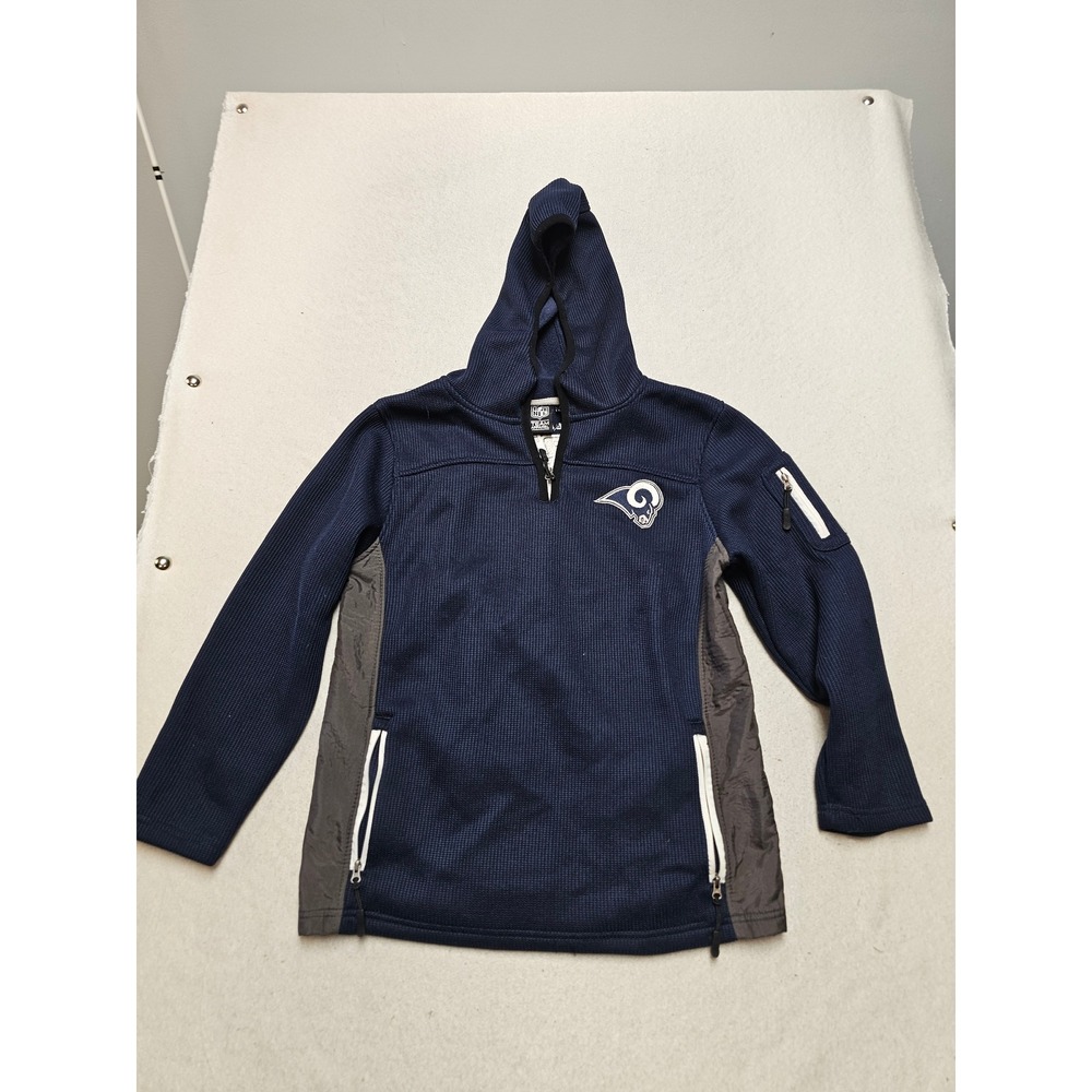 NFL Team Apparel Los Angeles Rams Youth L 14/16 Navy Blue Waffle Knit Hoodie